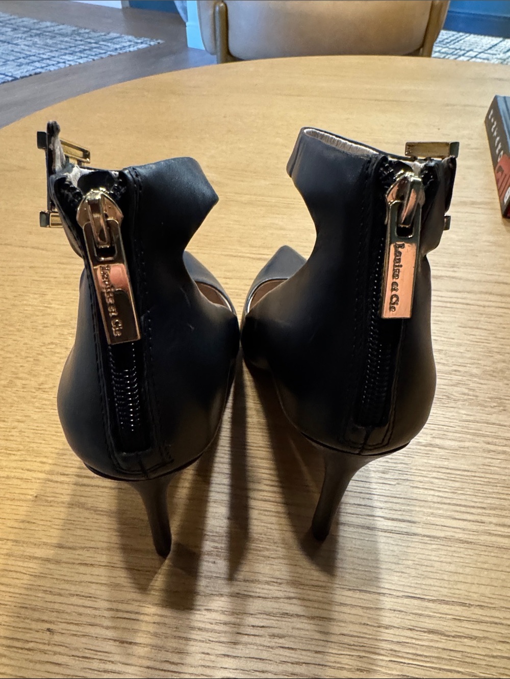 Louise et Cie Black Pointed-Toe Ankle-Strap Pumps with Gold Buckle - Picture 4 of 16